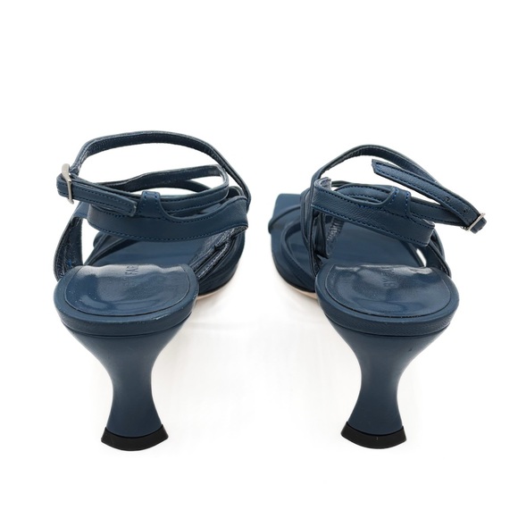 By Far Christina Navy Leather Suede Square Toe Heels EU 36 - Picture 7 of 8